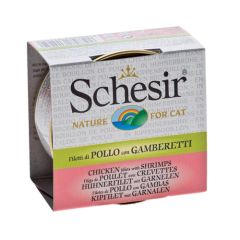 Schesir Gatto Filetti di Pollo e Gamberetti - in brodo di pollo (Scatolette)