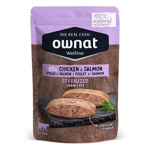 Ownat Wetline Cat Sterilized Chicken & Salmon (Bustine) 12 x 85 gr