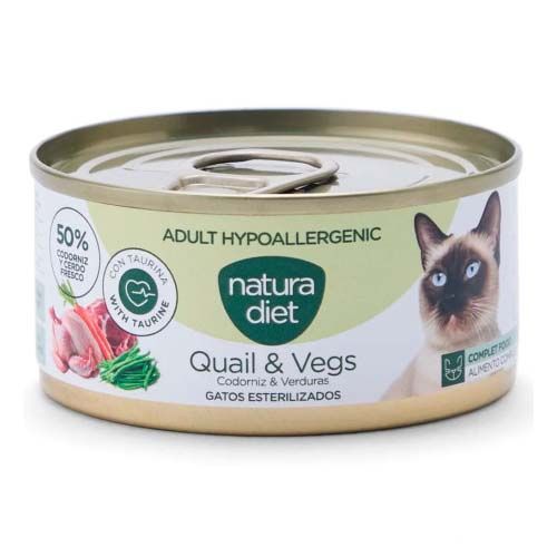 Natura Diet Cat Adult Hypoallergenic Quail (Latas) - 24 x 85 gr