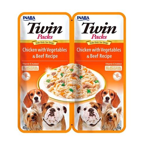 Churu Dog Twin Chicken, Vegetables & Beef in Chicken Broth - 12 x 80 gr (Envío 3 - 5 giorni)