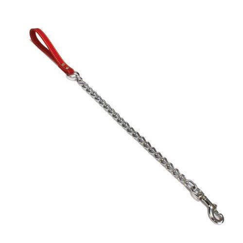 Guinzaglio metallo/pelle rosso