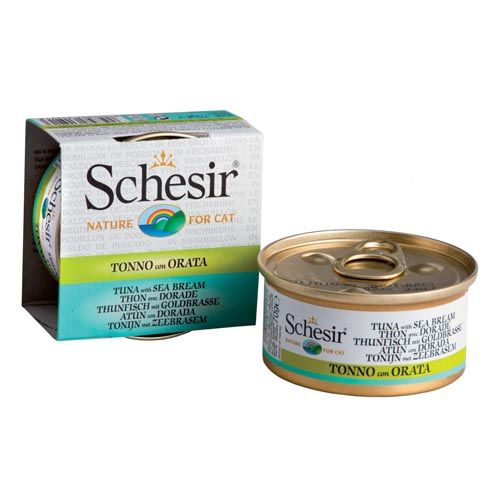 Schesir Gatto Tonnetto e Orata – in brodo di pesce (Scatolette)