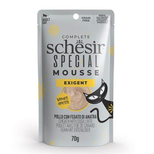 Schesir Gato Special Mousse Exigent Pollo con Hígado de Pato (Bustine)