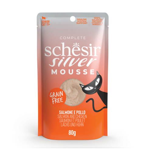 Schesir Gato Silver Mousse de Salmón con Pollo (Bustine)